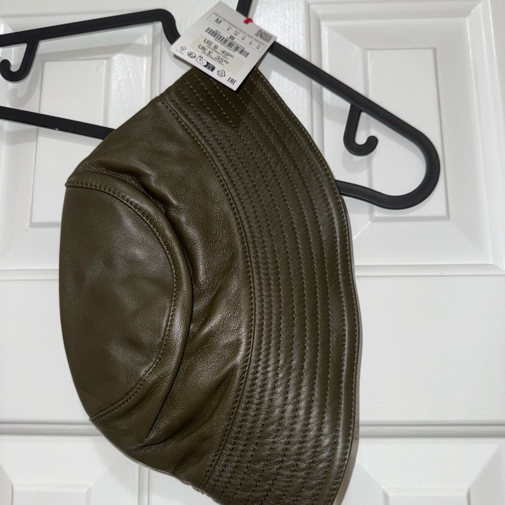 Zara Olive Leather Cap